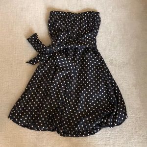 BCBG black polka dot strapless dress